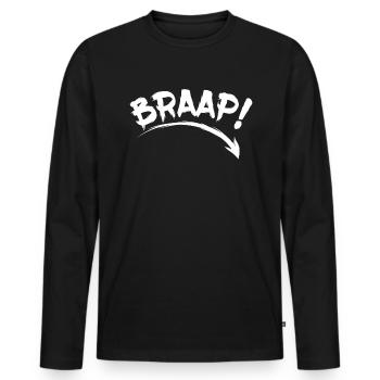 Braap - T-shirt manches longues Premium bio Homme - noir - Devant - Nico (187cm)
