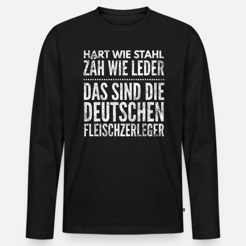 Hart wie Stahl Metzger Fleischer Geschenk - Männer Premium Bio Langarmshirt - Schwarz