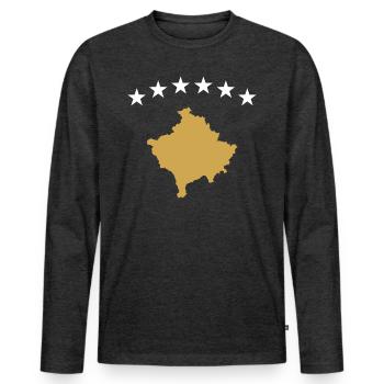 Kosovo map - T-shirt manches longues Premium bio Homme - anthracite chiné - Devant - Nico (187cm)