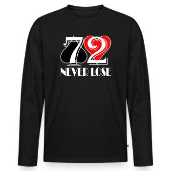 Pokerspruch 72 Never Lose Geschenk - Männer Premium Bio Langarmshirt - Schwarz - Vorne - Nico (187cm)