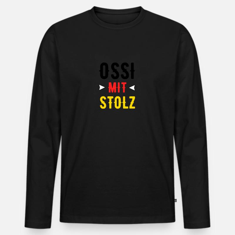 Ossi mit Stolz Mauerfall Wiedervereinigung DDR - Männer Premium Bio Langarmshirt - Schwarz