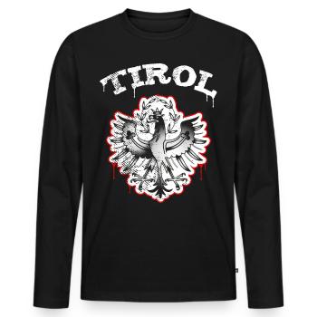 Tirol Wappen Adler Retro Vintage Look - Männer Premium Bio Langarmshirt - Schwarz - Vorne - Nico (187cm)