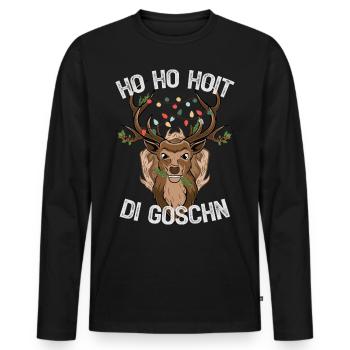 HO HO HOIT DI GOSCHN Weihnachten ugly Christmas - Männer Premium Bio Langarmshirt - Schwarz - Vorne - Nico (187cm)