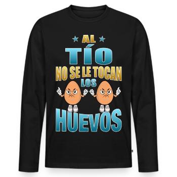 The guy doesn't touch his balls - Men's Premium Organic Long Sleeve Shirt - black - Front - Nico (187cm)