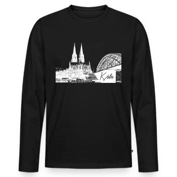 Kölner Dom - Männer Premium Bio Langarmshirt - Schwarz - Vorne - Nico (187cm)