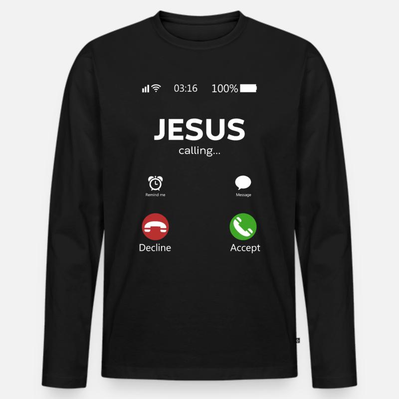 Jesus is Calling - Männer Premium Bio Langarmshirt - Schwarz
