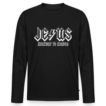 Jesus Highway To Heaven - Men's Premium Organic Long Sleeve Shirt - black - Front - Nico (187cm)