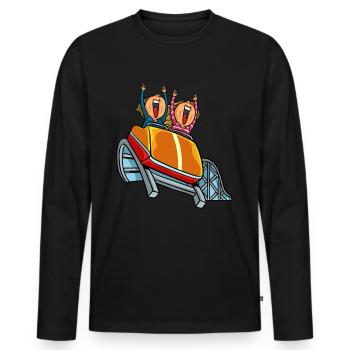 Achterbahn Fahrgeschäft Themenpark Rummel Geschenk - Männer Premium Bio Langarmshirt - Schwarz - Vorne - Nico (187cm)