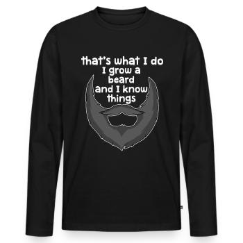 Bart Barbe Barbu Hipster Barbe Cadeau - T-shirt manches longues Premium bio Homme - noir - Devant - Nico (187cm)
