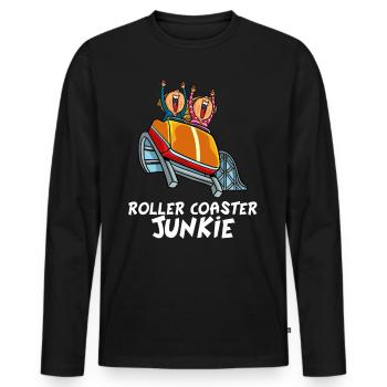Achterbahn Fahrgeschäft Themenpark Rummel Geschenk - Männer Premium Bio Langarmshirt - Schwarz - Vorne - Nico (187cm)