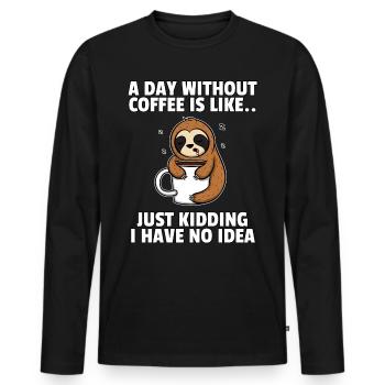 Café café buveur café fatigué cadeau du matin - T-shirt manches longues Premium bio Homme - noir - Devant - Nico (187cm)