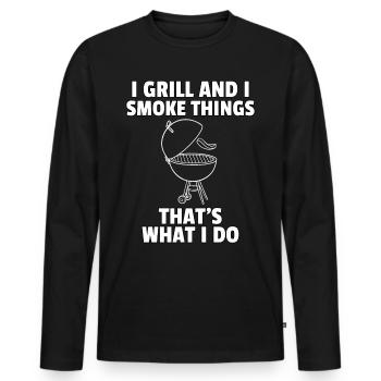 Barbecue Grill Barbecue Grill Grill Cadeau Cadeau - T-shirt manches longues Premium bio Homme - noir - Devant - Nico (187cm)