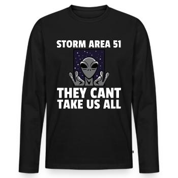 Alien Ufo Extraterrestrial Space All Lustig Area 51 - Men's Premium Organic Long Sleeve Shirt - black - Front - Nico (187cm)