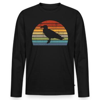 Möwe Vogel Seeschwalbe Meer Süße Vintage Retro - Männer Premium Bio Langarmshirt - Schwarz - Vorne - Nico (187cm)