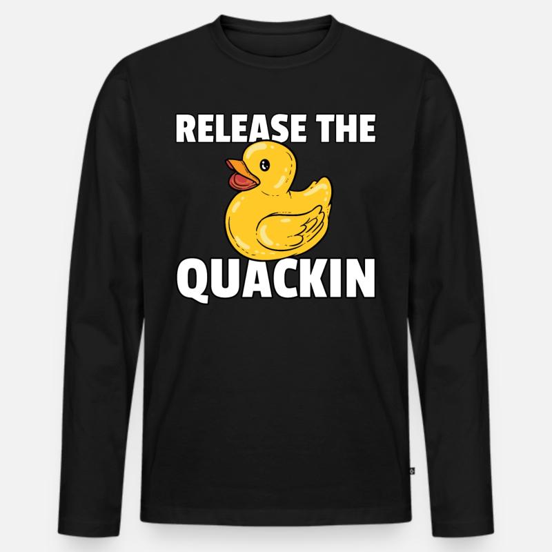 Gummiente Quietscheentchen Badeente Ente - Männer Premium Bio Langarmshirt - Schwarz