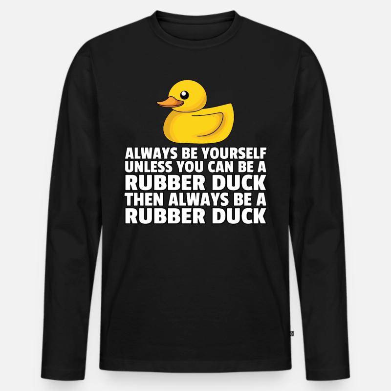 Gummiente Quietscheentchen Badeente Ente - Männer Premium Bio Langarmshirt - Schwarz