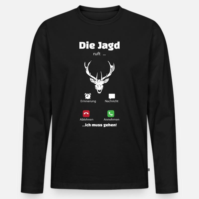 Jagd ruft Geschenk Jäger - Männer Premium Bio Langarmshirt - Schwarz
