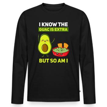 Guacamole Guac Avocado Dip Vegan - Männer Premium Bio Langarmshirt - Schwarz - Vorne - Nico (187cm)