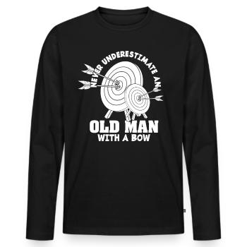 Bogenschießen Bogenschütze Pfeil & Bogen - Männer Premium Bio Langarmshirt - Schwarz - Vorne - Nico (187cm)