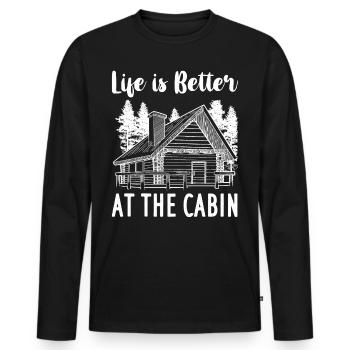 Cabane de montagne refuge chalet cabane en bois - T-shirt manches longues Premium bio Homme - noir - Devant - Nico (187cm)