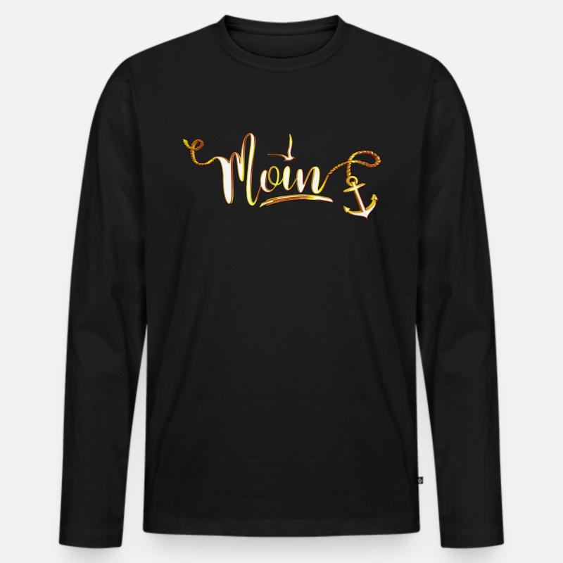 Moin gold - Männer Premium Bio Langarmshirt - Schwarz
