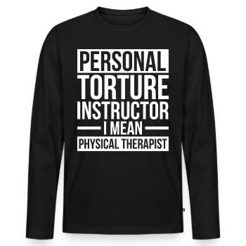 Physiotherapy trainer physiotherapy - Men's Premium Organic Long Sleeve Shirt - black - Front - Nico (187cm)