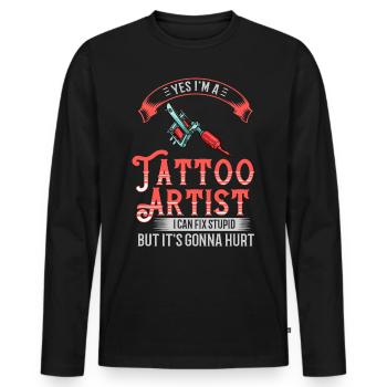 Tattoo Tattoo Tattoo Machine Tattoo Machine - Men's Premium Organic Long Sleeve Shirt - black - Front - Nico (187cm)