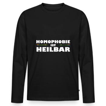 Gegen Homophobie LGBT Gay Pride Demonstration - Männer Premium Bio Langarmshirt - Schwarz - Vorne - Nico (187cm)