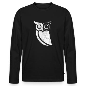 Owl owl - Men's Premium Organic Long Sleeve Shirt - black - Front - Nico (187cm)