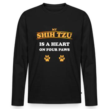 Chien Shih-tzu énonciations cadeau de coeur pattes chien - T-shirt manches longues Premium bio Homme - noir - Devant - Nico (187cm)