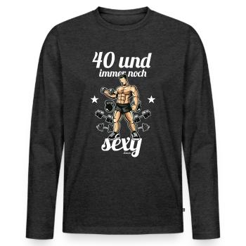 40. Geburtstag Kraftsportler Lustiger Spruch - Männer Premium Bio Langarmshirt - Anthrazit meliert - Vorne - Nico (187cm)