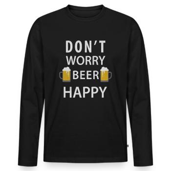 Funny Beer Alcohol Sayings - Men's Premium Organic Long Sleeve Shirt - black - Front - Nico (187cm)