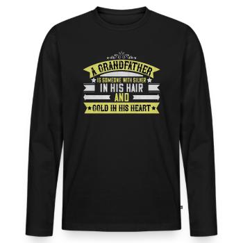 Grand-père grand-père - T-shirt manches longues Premium bio Homme - noir - Devant - Nico (187cm)