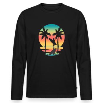 Surf surfeur surf sports nautiques plage été - T-shirt manches longues Premium bio Homme - noir - Devant - Nico (187cm)