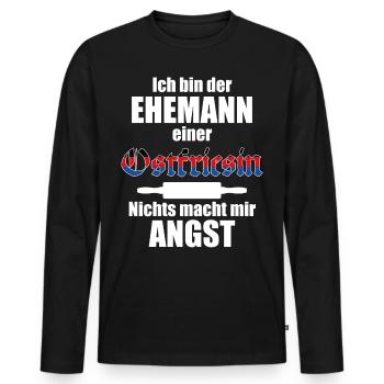 Ehemann einer Ostfriesin | Spruch Ostfriesland - Männer Premium Bio Langarmshirt - Schwarz - Vorne - Nico (187cm)