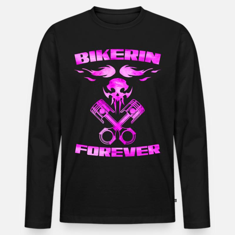 Bikerin forever - Männer Premium Bio Langarmshirt - Schwarz