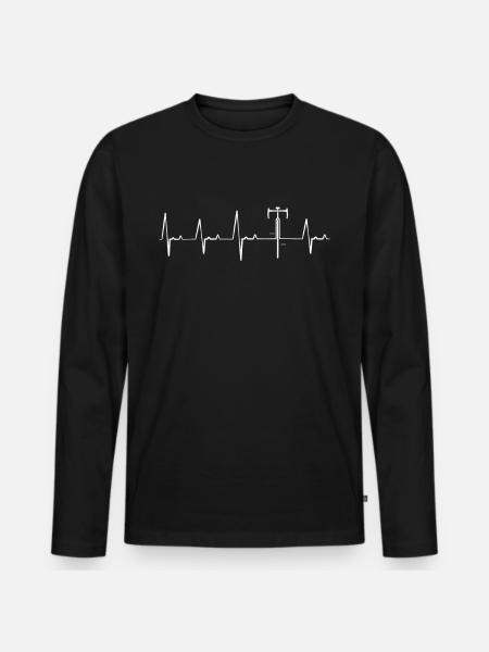Kardiogramm Herzschlag Rennrad Bicycle Bike - Männer Premium Bio Langarmshirt - Schwarz