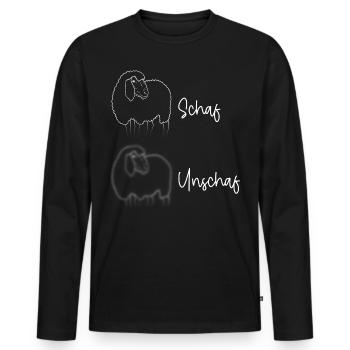 Wortspiel Wortwitz unscharf Landwirt Schaf Scharf - Männer Premium Bio Langarmshirt - Schwarz - Vorne - Nico (187cm)
