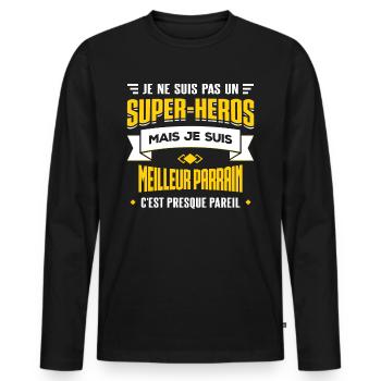 MEILLEUR PARRAIN - T-shirt manches longues Premium bio Homme - noir - Devant - Nico (187cm)