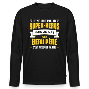 MEILLEUR BEAU-PÈRE - T-shirt manches longues Premium bio Homme - noir - Devant - Nico (187cm)
