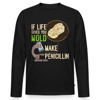Biologie antibiotique de la pénicilline - T-shirt manches longues Premium bio Homme - noir - Devant - Nico (187cm)