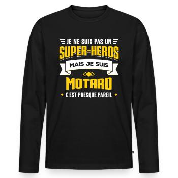 SUPER-HÉROS MOTARD - T-shirt manches longues Premium bio Homme - noir - Devant - Nico (187cm)