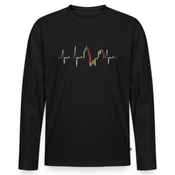 Heart Beat Day Trading Motiv für Trader - Männer Premium Bio Langarmshirt - Schwarz - Vorne - Nico (187cm)