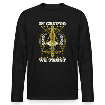 In Crypto We Trust motif pour les investisseurs Crypto - T-shirt manches longues Premium bio Homme - noir - Devant - Nico (187cm)