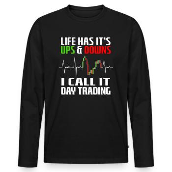 Drôle de sort De la négociation Heartbeat pour Day Trader - T-shirt manches longues Premium bio Homme - noir - Devant - Nico (187cm)