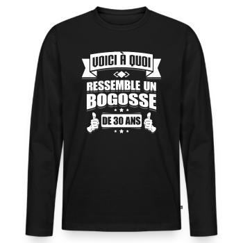 BOGOSSE DE 30 ANS - T-shirt manches longues Premium bio Homme - noir - Devant - Nico (187cm)