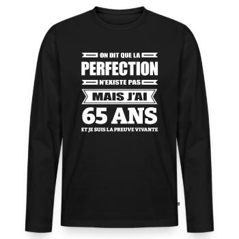 LA PERFECTION À 65 ANS - T-shirt manches longues Premium bio Homme - noir - Devant - Nico (187cm)