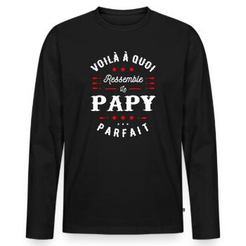 PAPY PARFAIT - T-shirt manches longues Premium bio Homme - noir - Devant - Nico (187cm)