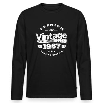 VINTAGE 1967 - Men's Premium Organic Long Sleeve Shirt - black - Front - Nico (187cm)