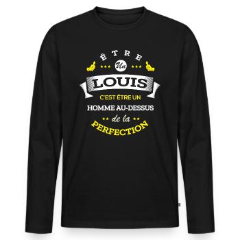 LOUIS PARFAT - NOM LOUIS - T-shirt manches longues Premium bio Homme - noir - Devant - Nico (187cm)